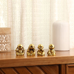Brass Baby Monk Buddha Statues – Set of 4