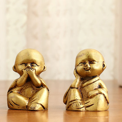 Brass Baby Monk Buddha Statues – Set of 4