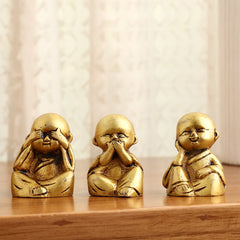 Brass Baby Monk Buddha Statues – Set of 4