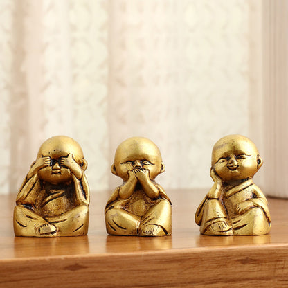Brass Baby Monk Buddha Statues – Set of 4