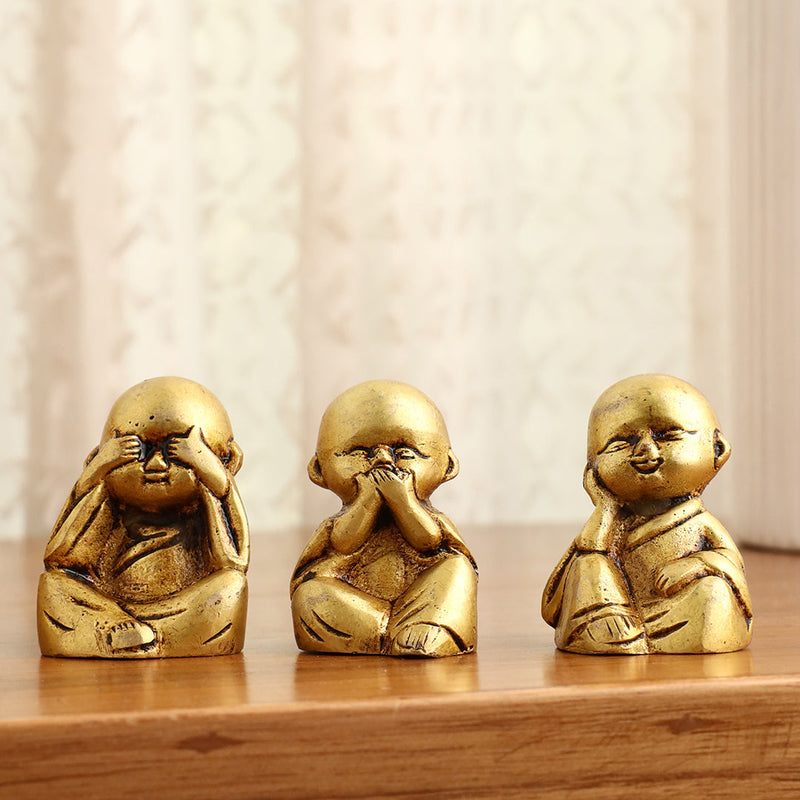 Brass Baby Monk Buddha Statues – Set of 4