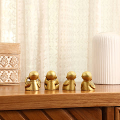 Brass Baby Monk Buddha Statues – Set of 4
