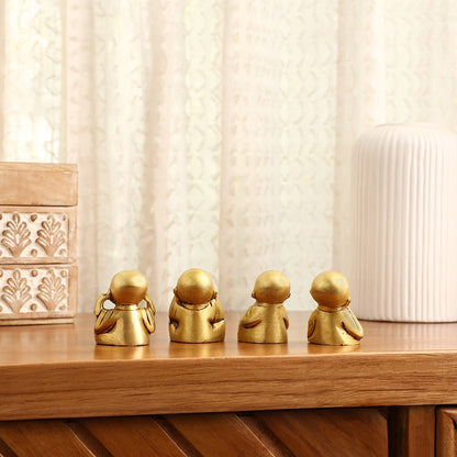 Brass Baby Monk Buddha Statues – Set of 4