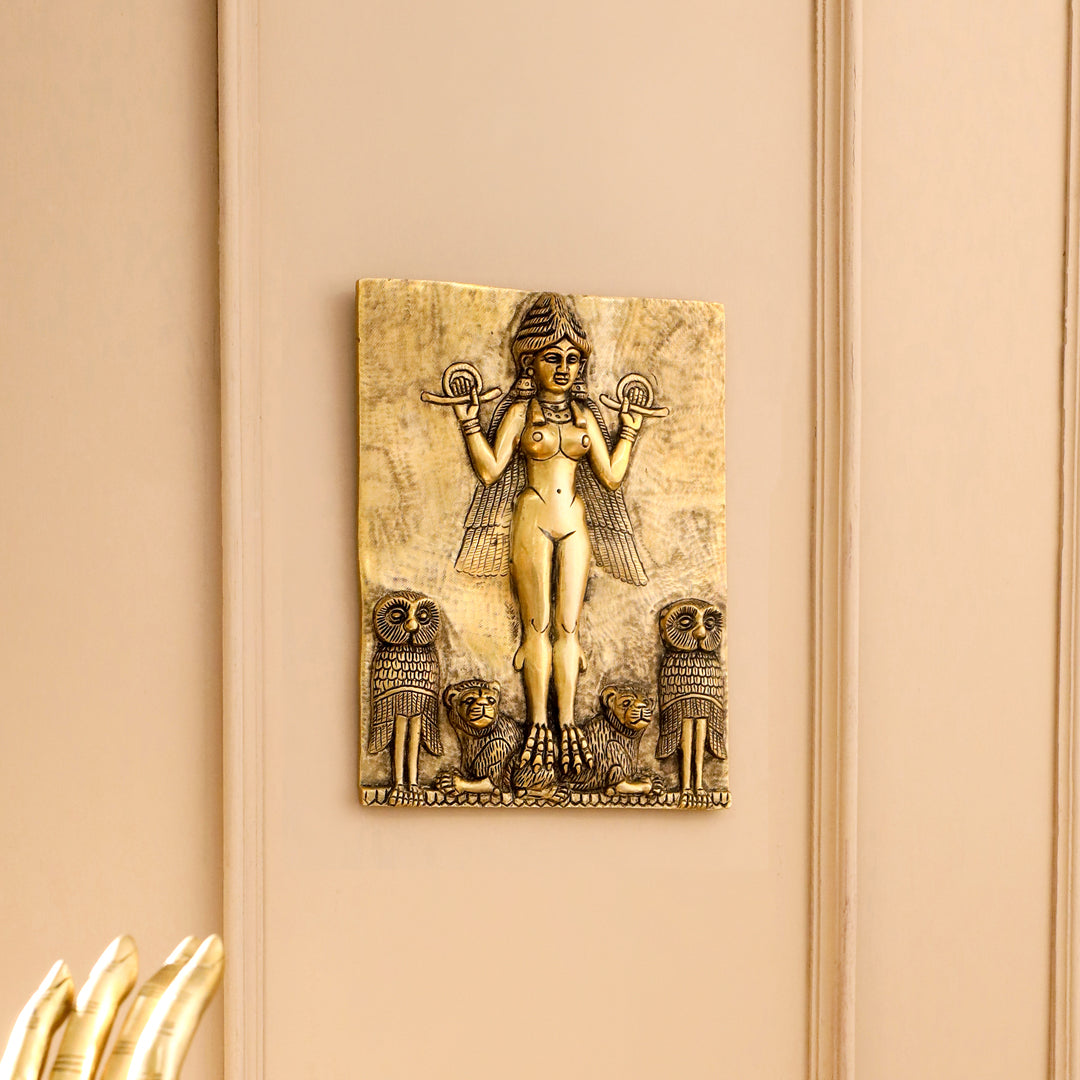 Brass Griffin Gryphons Winged Lion Wall Hanging Plate (10 Inch)