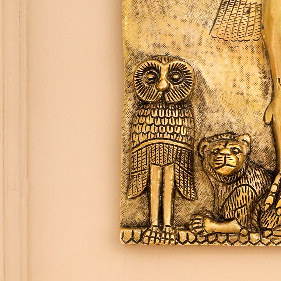 Brass Griffin Gryphons Winged Lion Wall Hanging Plate (10 Inch)