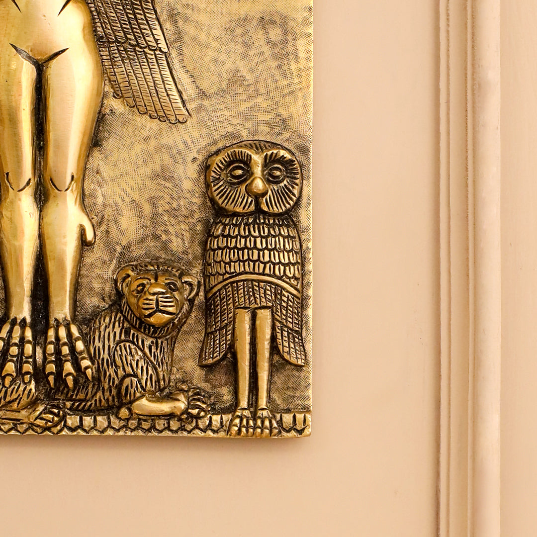 Brass Griffin Gryphons Winged Lion Wall Hanging Plate (10 Inch)