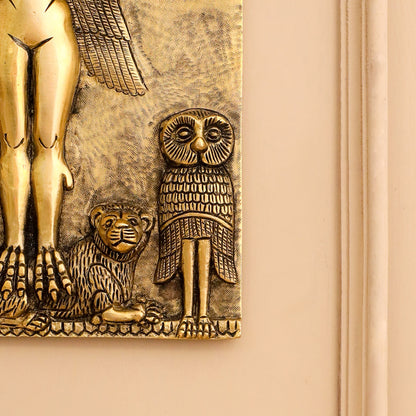 Brass Griffin Gryphons Winged Lion Wall Hanging Plate (10 Inch)