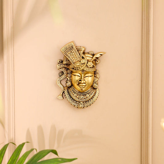 Brass Shreenath Ji Wall Hanging (6.3 Inch)