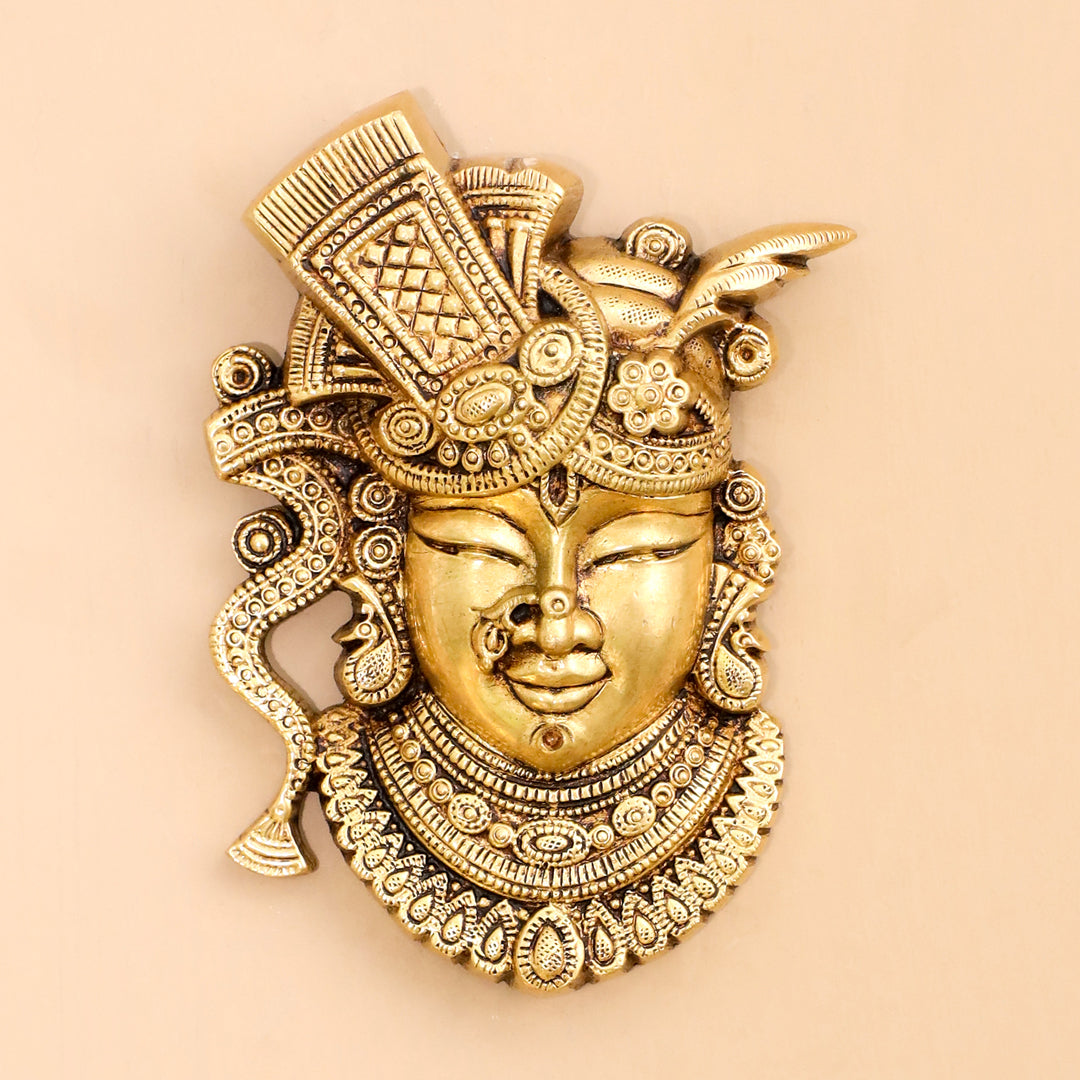 Brass Shreenath Ji Wall Hanging (6.3 Inch)