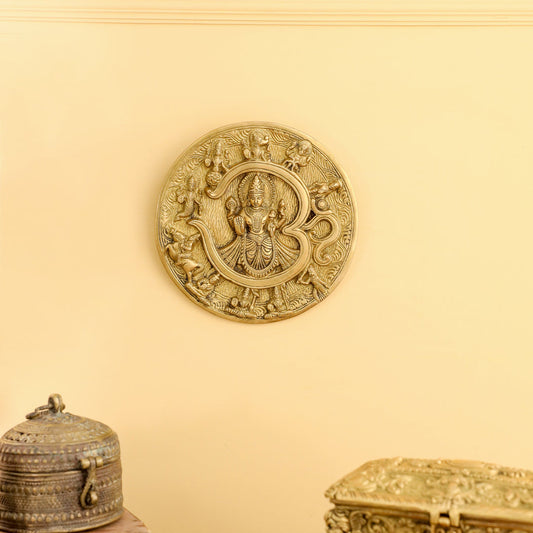 Brass Vishnu Om Dashavatara Wall Hanging Plate (7.8 Inch)