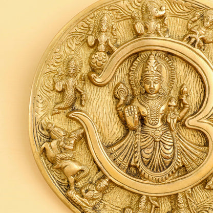 Brass Vishnu Om Dashavatara Wall Hanging Plate (7.8 Inch)