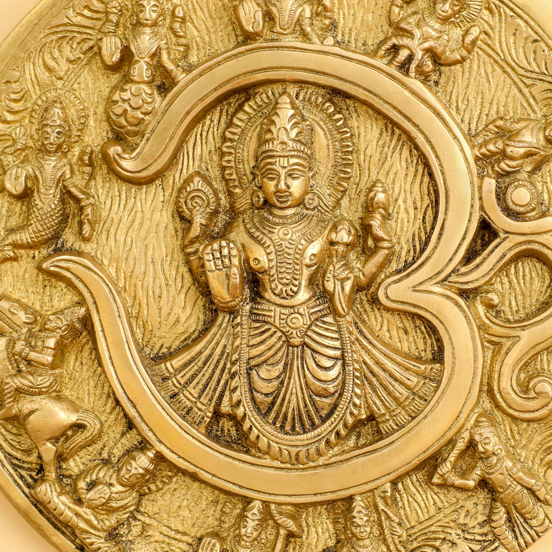 Brass Vishnu Om Dashavatara Wall Hanging Plate (7.8 Inch)
