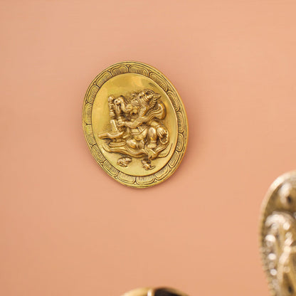 Brass Ganesha Wall Hanging Plate (5.4 Inch)