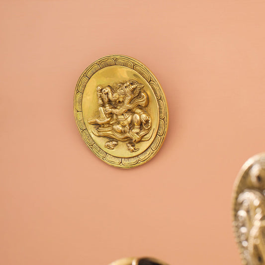 Brass Ganesha Wall Hanging Plate (5.4 Inch)