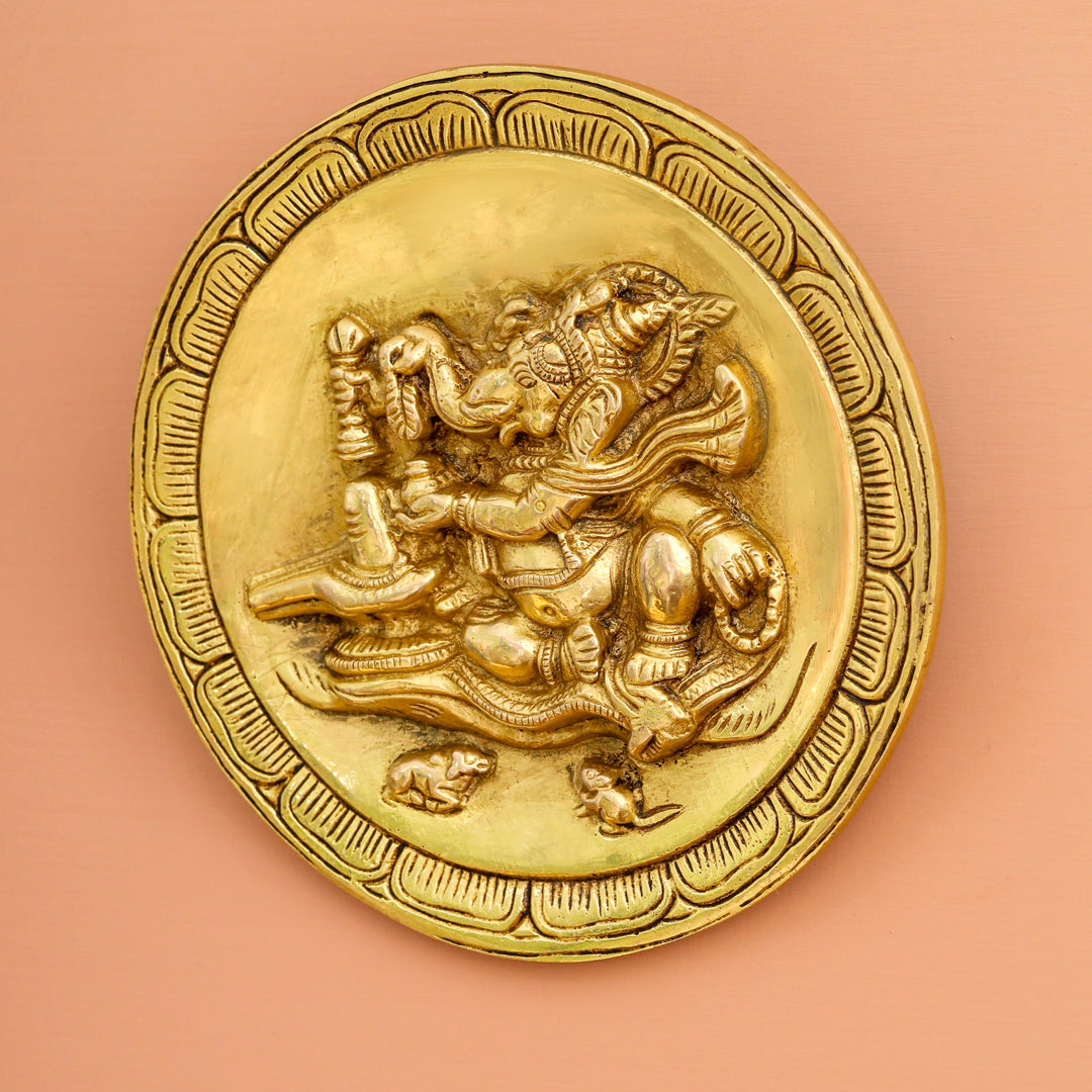 Brass Ganesha Wall Hanging Plate (5.4 Inch)