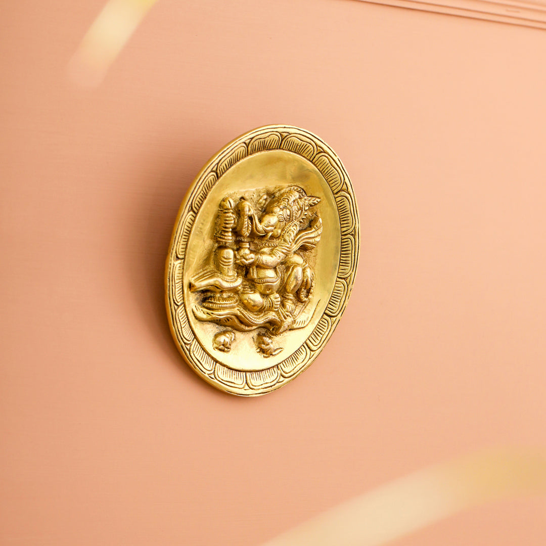 Brass Ganesha Wall Hanging Plate (5.4 Inch)