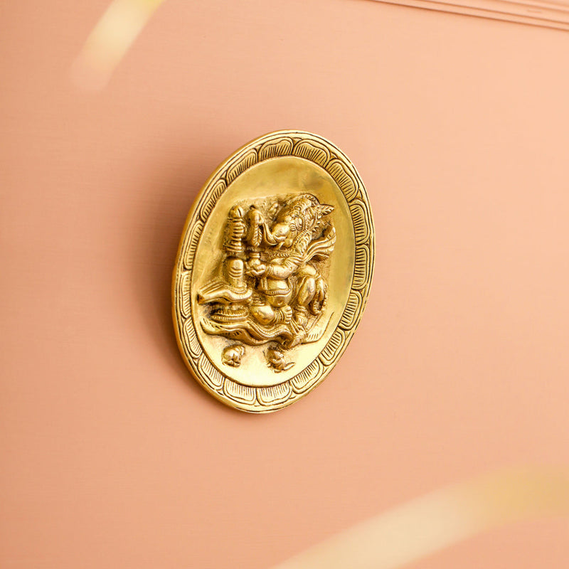 Brass Ganesha Wall Hanging Plate (5.4 Inch)