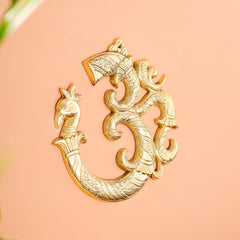 Brass Om with Peacock Wall Hanging (8.2 Inch)