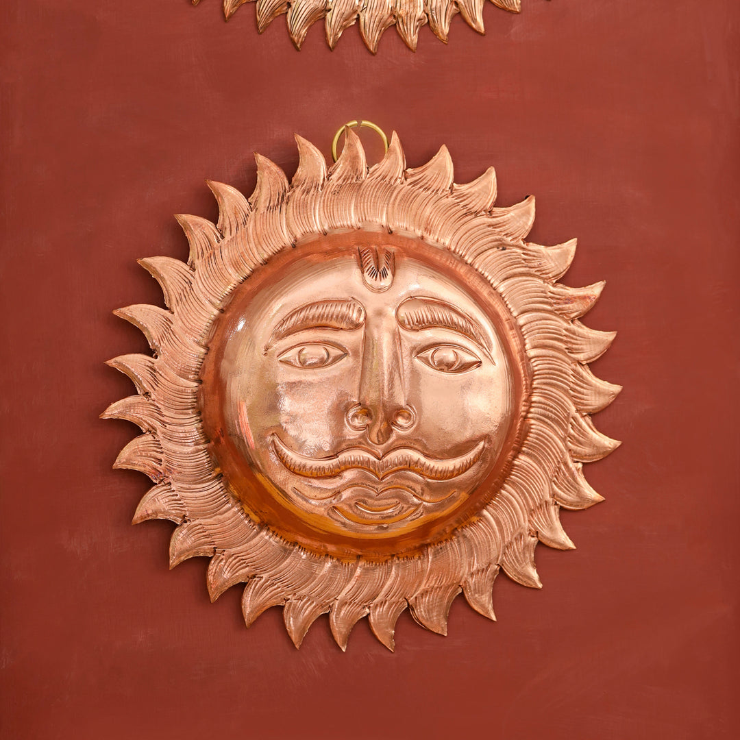 Copper Sun Face Wall Hanging