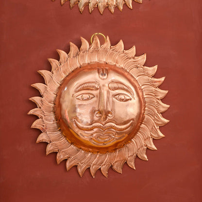 Copper Sun Face Wall Hanging
