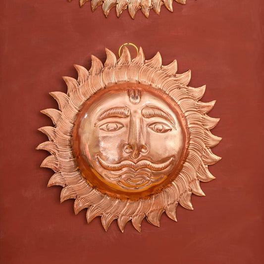 Copper Sun Face Wall Hanging