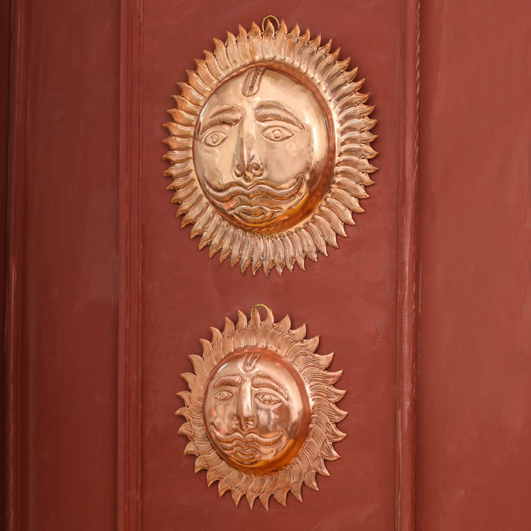 Copper Sun Face Wall Hanging