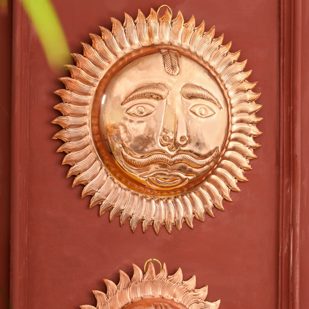 Copper Sun Face Wall Hanging