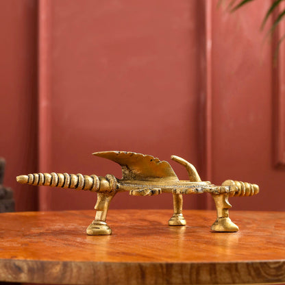 Brass Conch / Shankh with Intricate Stand (13 Inch)