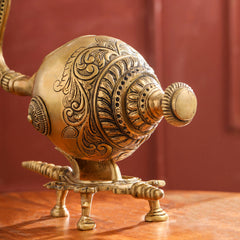 Brass Conch / Shankh with Intricate Stand (13 Inch)