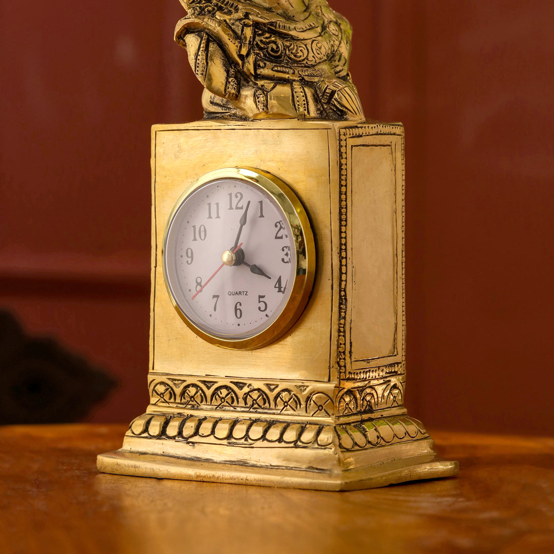 Brass Horse Head Table Clock (11 Inch)