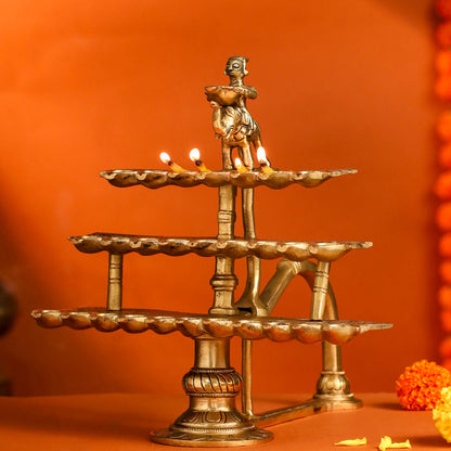 Brass Traditional 28 Petal Ganga Aarti (9.8 Inch)