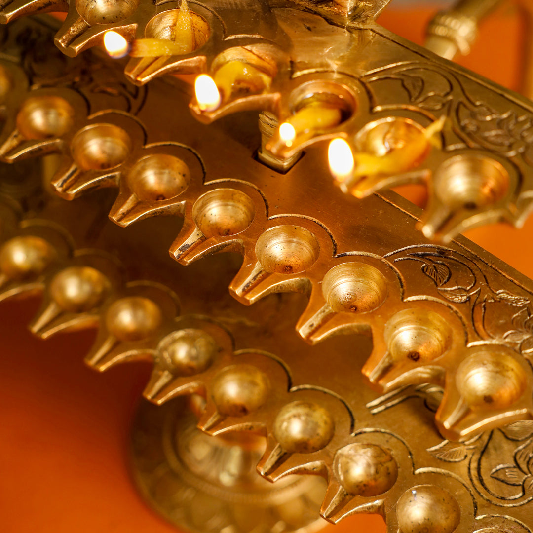 Brass Traditional 28 Petal Ganga Aarti (9.8 Inch)