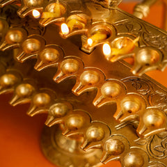 Brass Traditional 28 Petal Ganga Aarti (9.8 Inch)