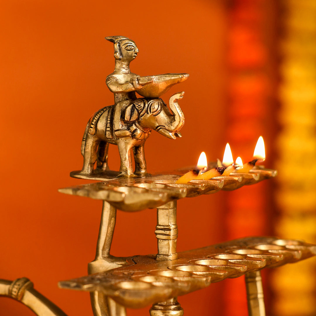 Brass Traditional 28 Petal Ganga Aarti (9.8 Inch)