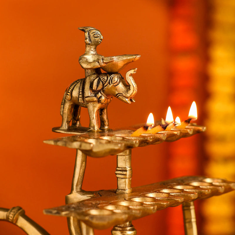 Brass Traditional 28 Petal Ganga Aarti (9.8 Inch)