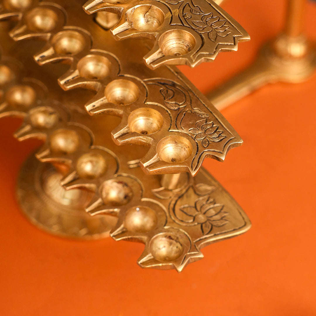 Brass Traditional 28 Petal Ganga Aarti (9.8 Inch)