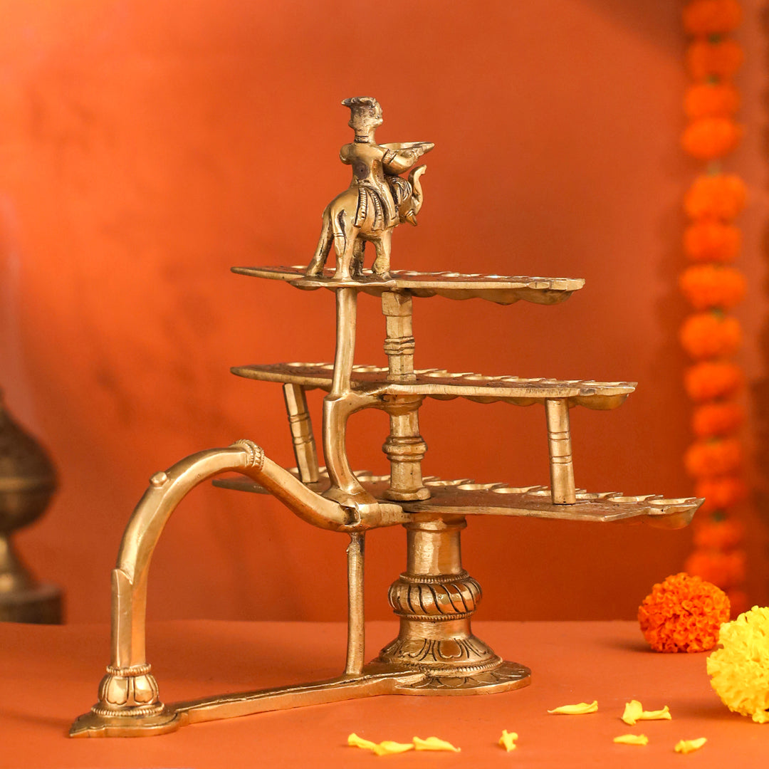 Brass Traditional 28 Petal Ganga Aarti (9.8 Inch)