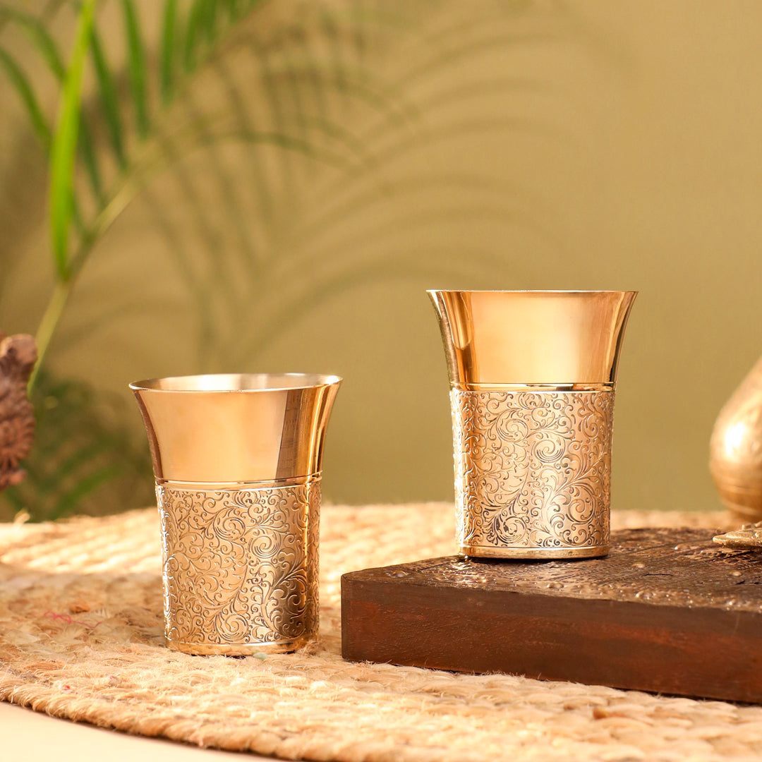 Brass Hand Carved Glass Pair (4.1 Inch)