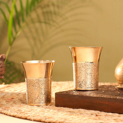 Brass Hand Carved Glass Pair (4.1 Inch)