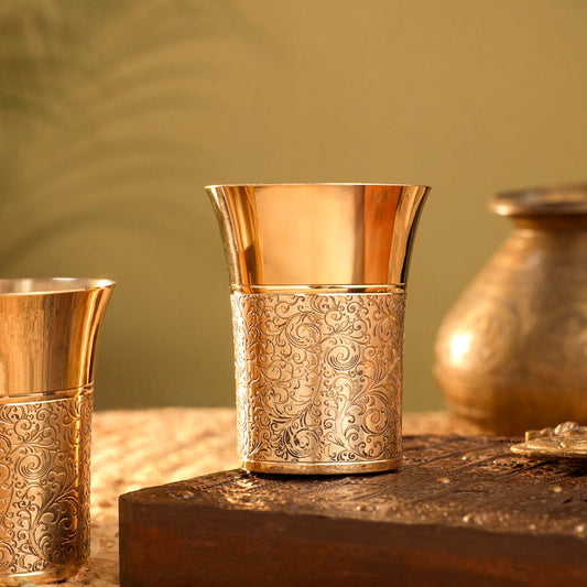 Brass Hand Carved Glass Pair (4.1 Inch)