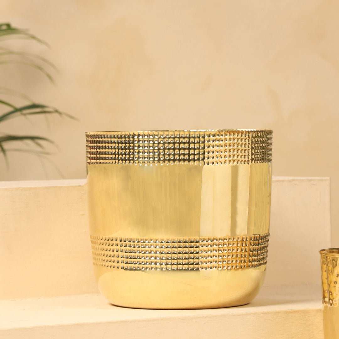 Brass Bucket Planter Pot (9 Inch)