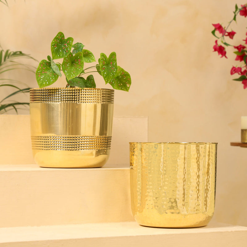 Brass Bucket Planter Pot (9 Inch)