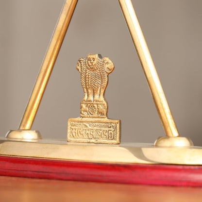 Brass National & Gujarat Police Flag Stand (12 Inch)