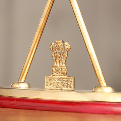 Brass National & Indian Revenue Service Flag Stand (12 Inch)