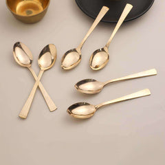 Brass Hammered Design Spoon Set Of 6 (7 Inch)