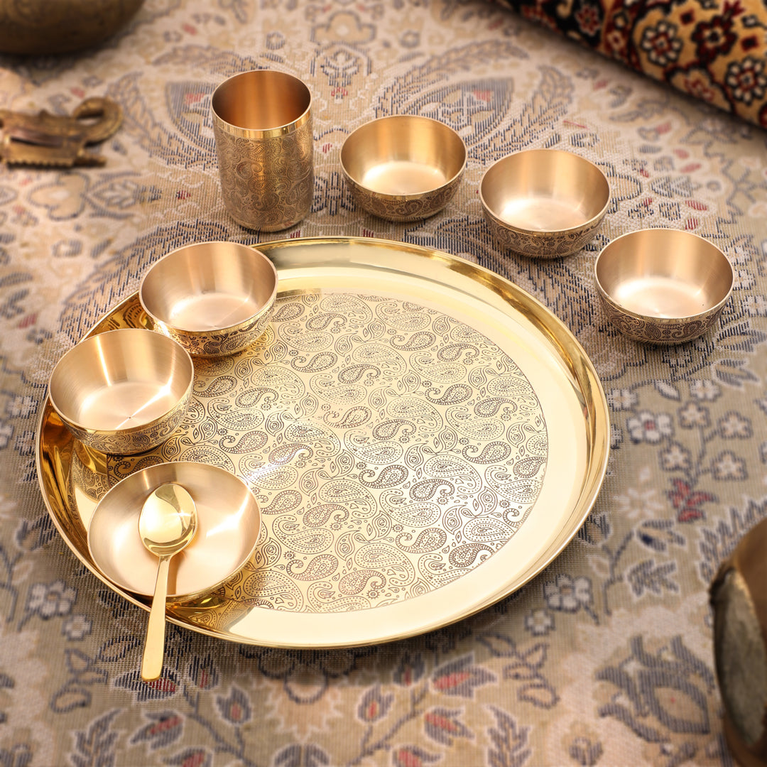 Brass Maharaja Thali/Dinner Set (1.85 Kg)