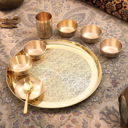 Brass Maharaja Thali/Dinner Set (1.85 Kg)