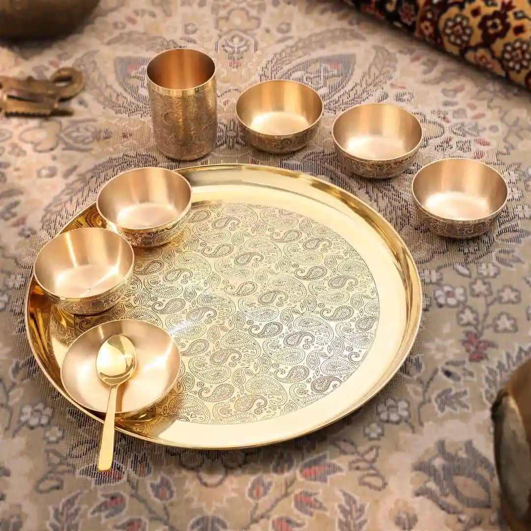 Brass Maharaja Thali/Dinner Set (1.85 Kg)