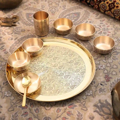 Brass Maharaja Thali/Dinner Set (1.85 Kg)