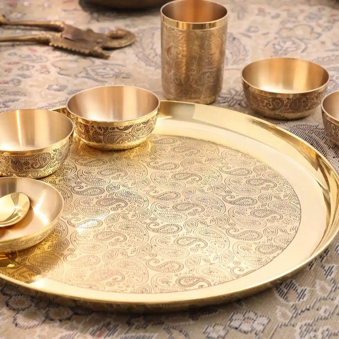 Brass Maharaja Thali/Dinner Set (1.85 Kg)